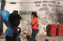  Walls filled with grafitti at a Rio 'favela' 