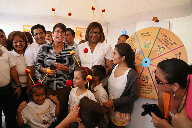 The launch festivities included a health fair featuring demonstrations and educational games about vaccination
