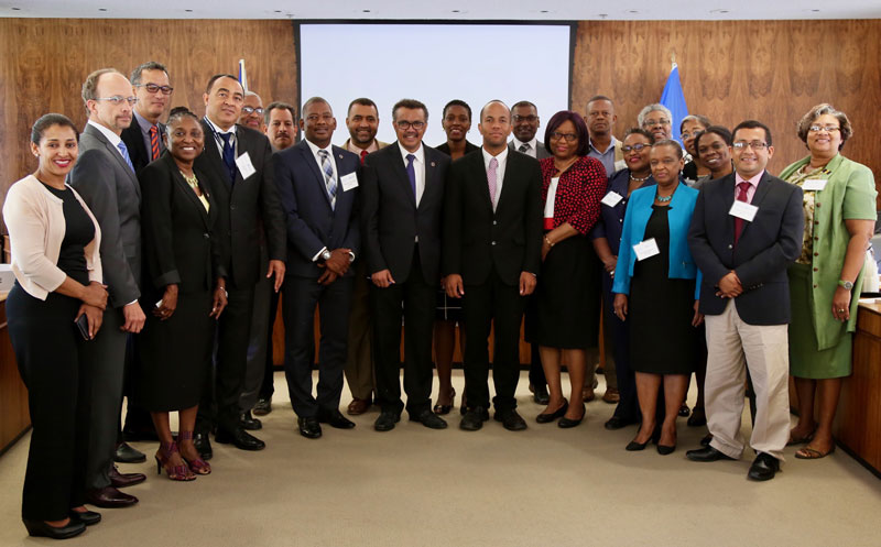 Tedros Adhanom Ghebreyesus, y el caucus de ministros de Salud de la Comunidad del Caribe (CARICOM)