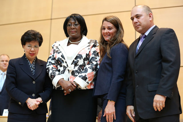 Dr Chan, Melinda Gates, First Lady Zambia, President 67th WHA