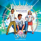 Autocollant 2015 Vaccination - Booste tes pouvoirs. Fais-toi vacciner!
